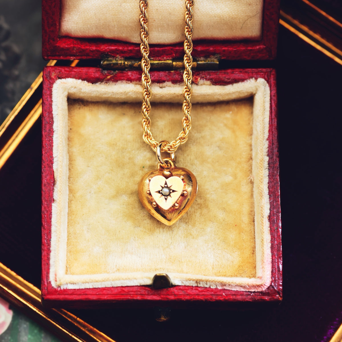 Antique Victorian Gold & Pearl Heart Pendant