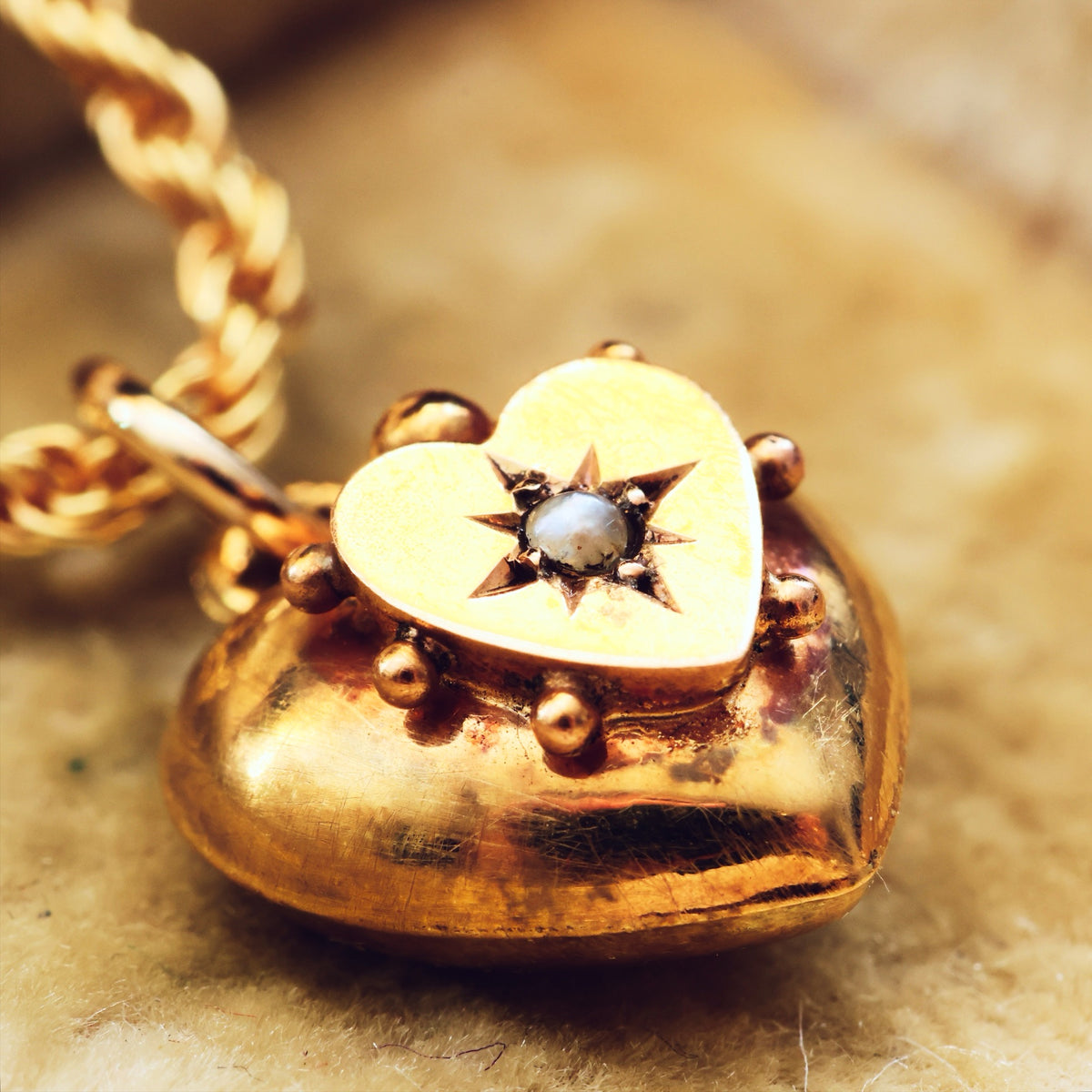 Keepsake Antique Victorian Gold & Pearl Heart Pendant