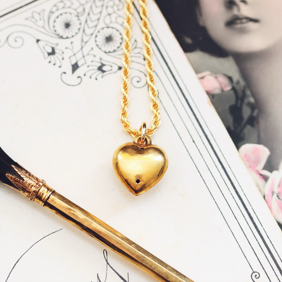 Keepsake Antique Victorian Gold & Pearl Heart Pendant