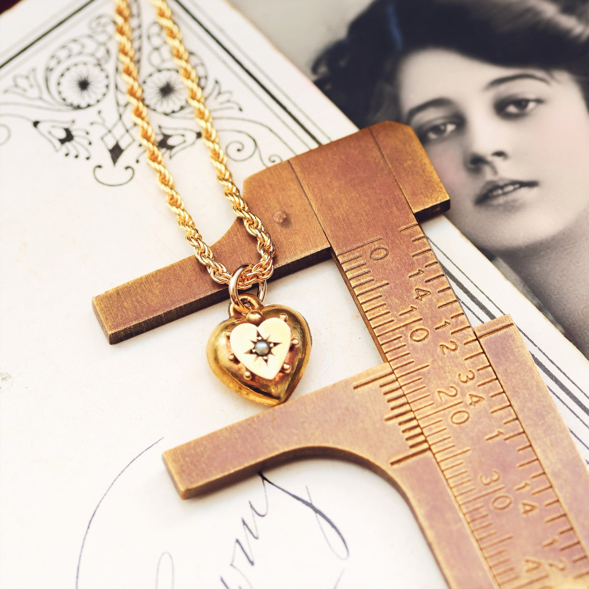 Keepsake Antique Victorian Gold & Pearl Heart Pendant