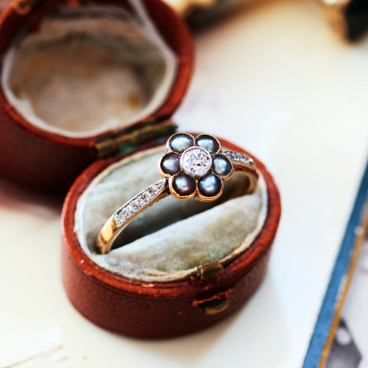 Antique Romance Diamond & Wild Pearl Ring