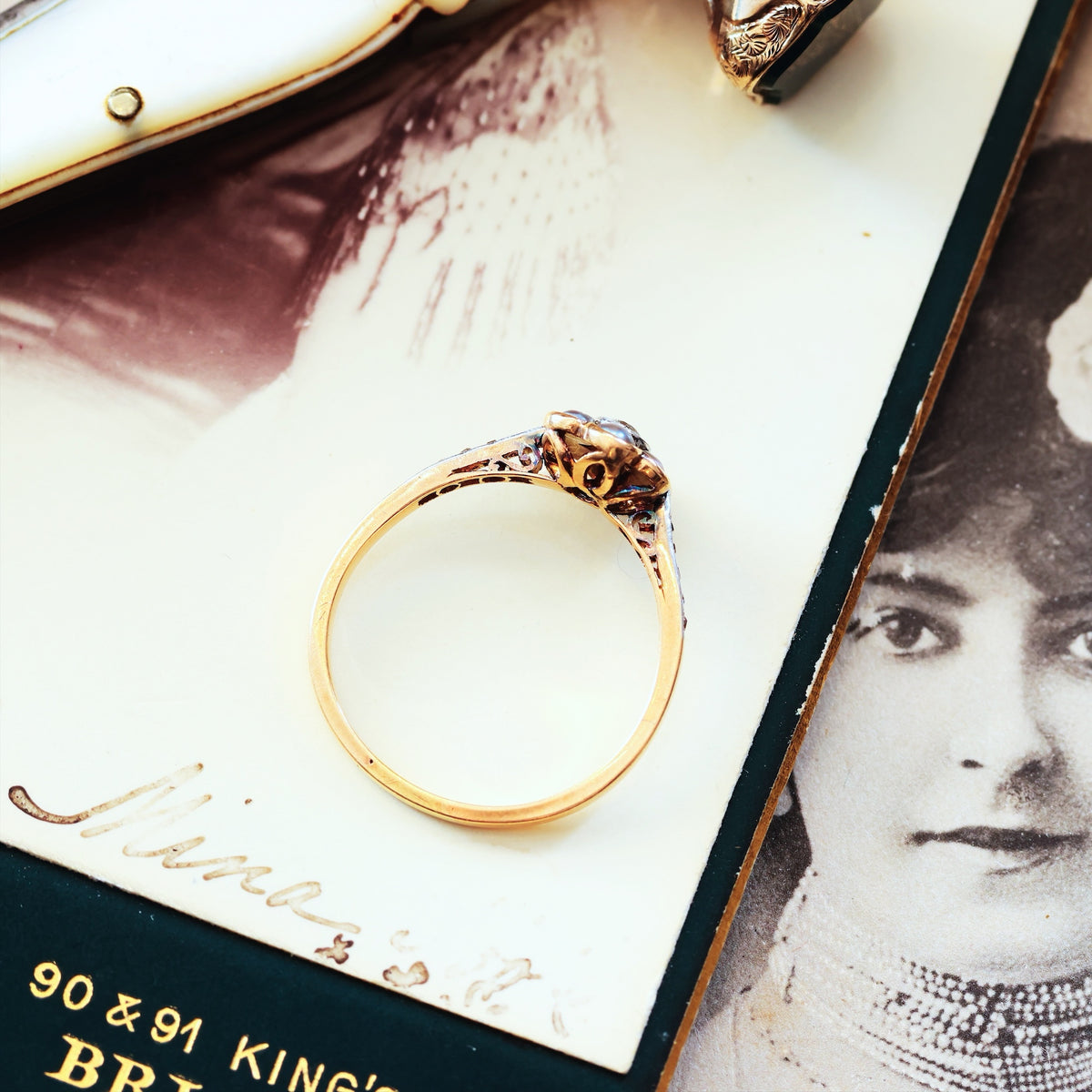 Antique Romance Diamond & Wild Pearl Ring