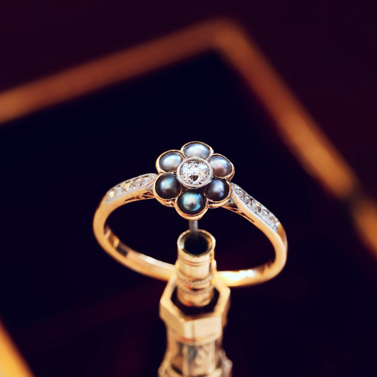 Antique Romance Diamond & Wild Pearl Ring