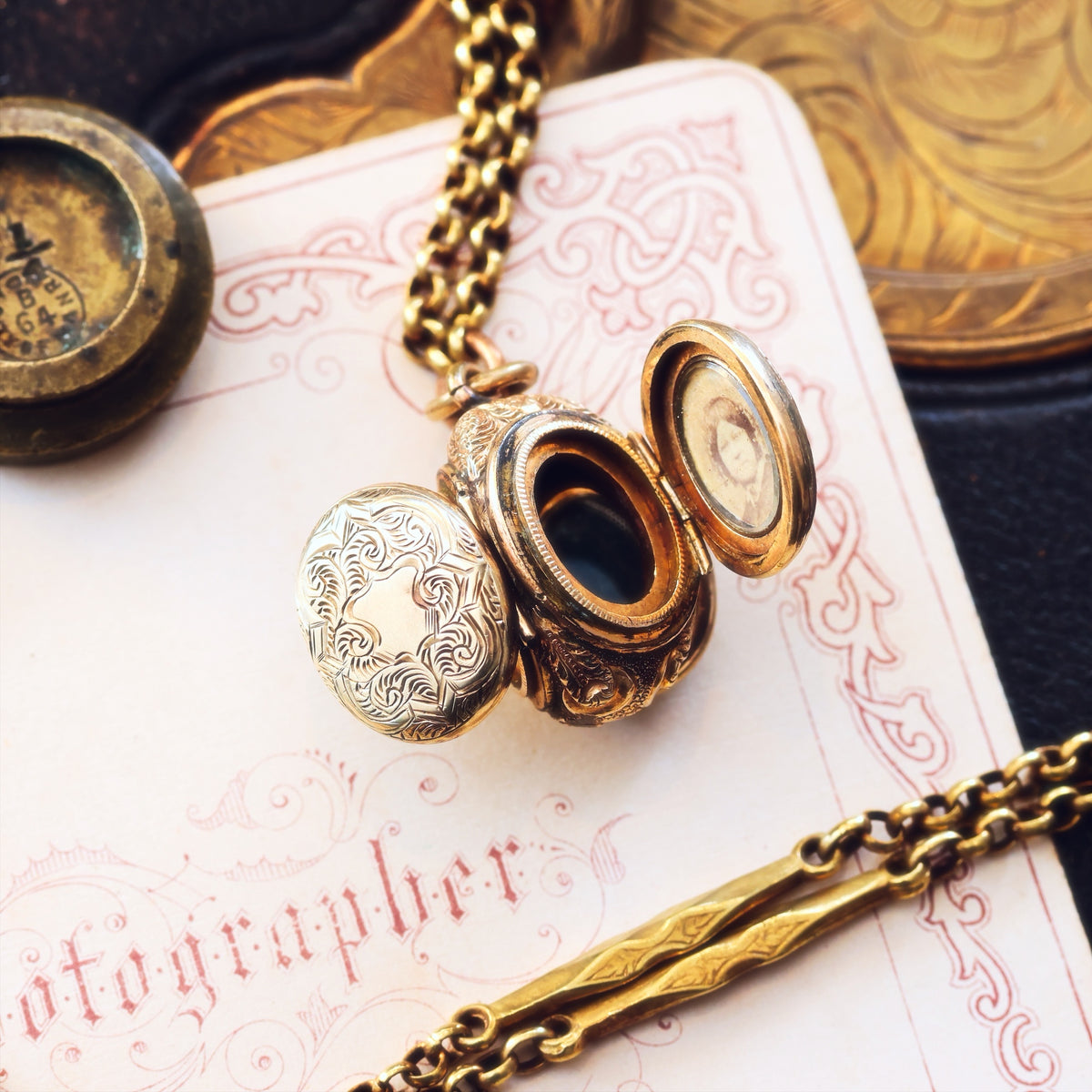 Victorian Gothic! Antique Family Locket & Chain