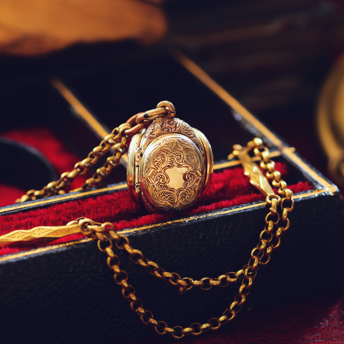 Victorian Gothic! Antique Family Locket & Chain