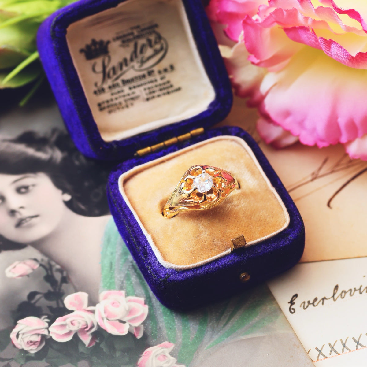 Antique Victorian Gothic Revivalist Diamond Engagement Ring