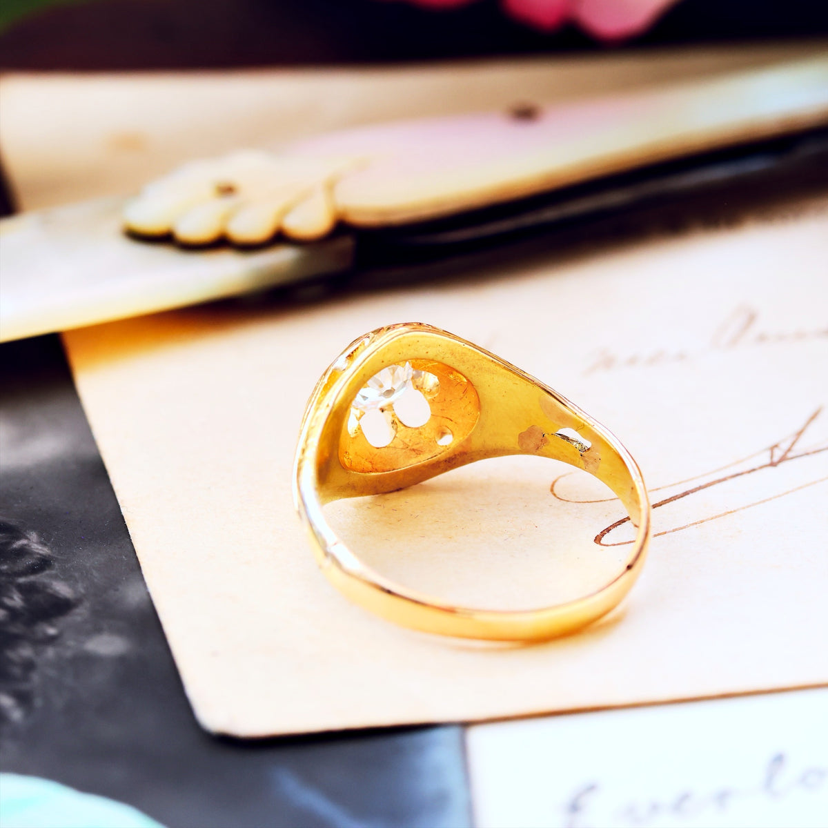 Antique Victorian Gothic Revivalist Diamond Engagement Ring