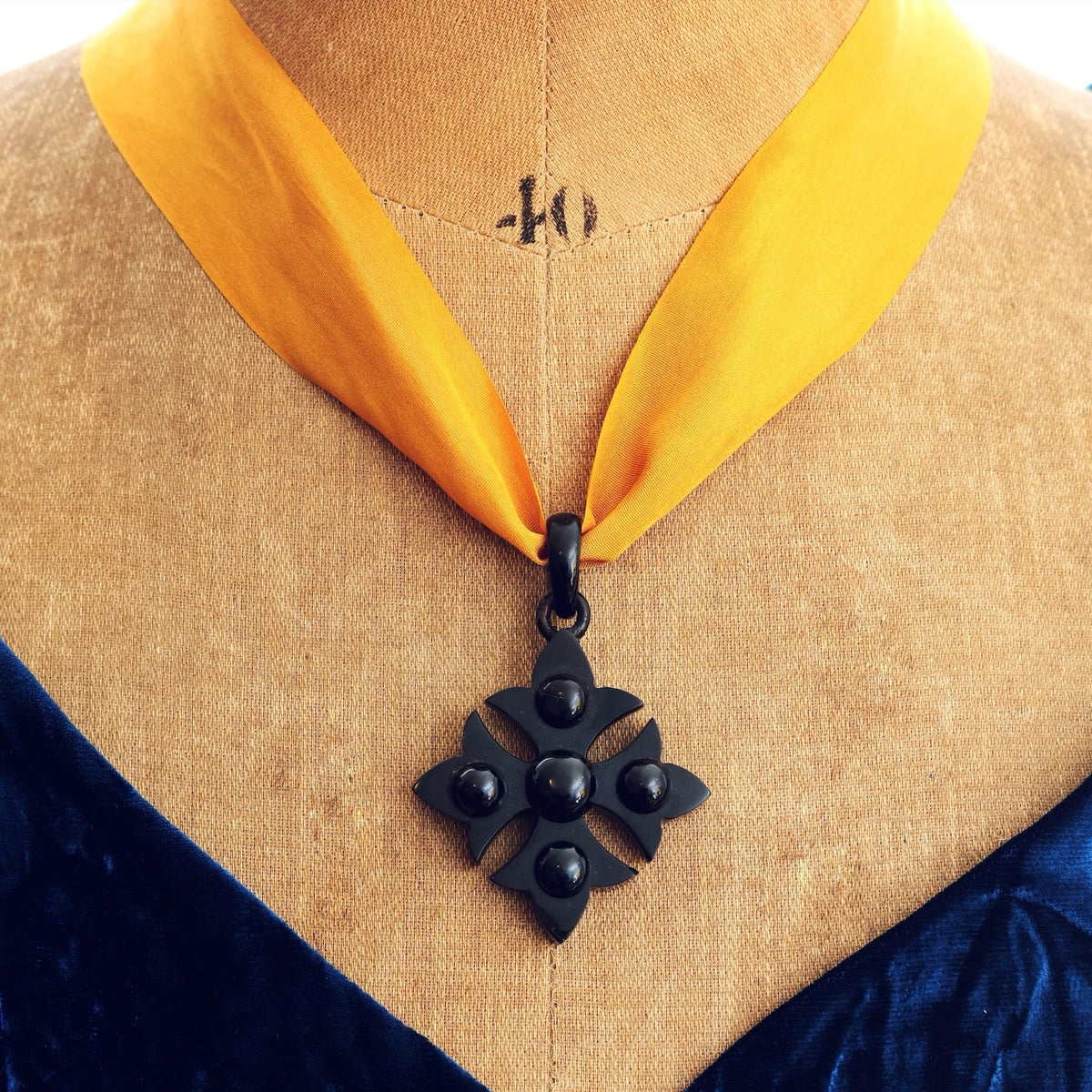 Victorian Gothic! Scarce Whitby Jet Maltese Cross Pendant
