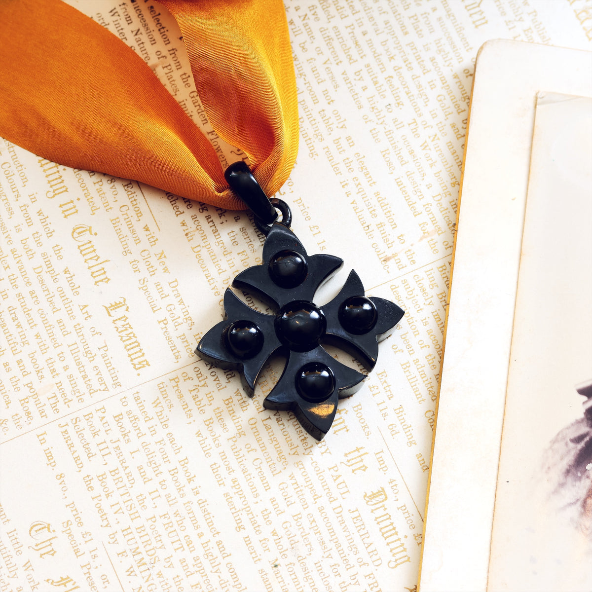 Victorian Gothic! Scarce Whitby Jet Maltese Cross Pendant