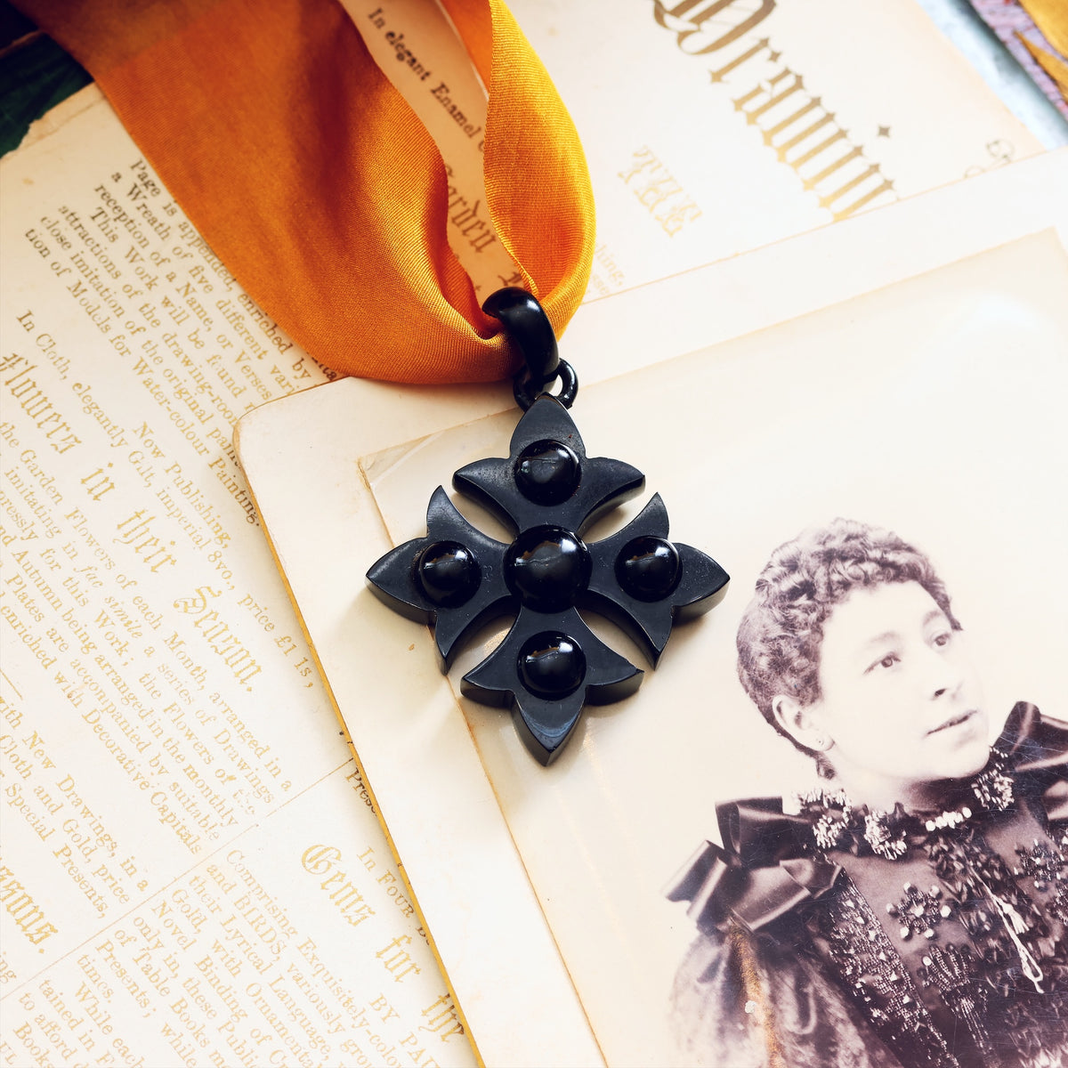 Victorian Gothic! Scarce Whitby Jet Maltese Cross Pendant