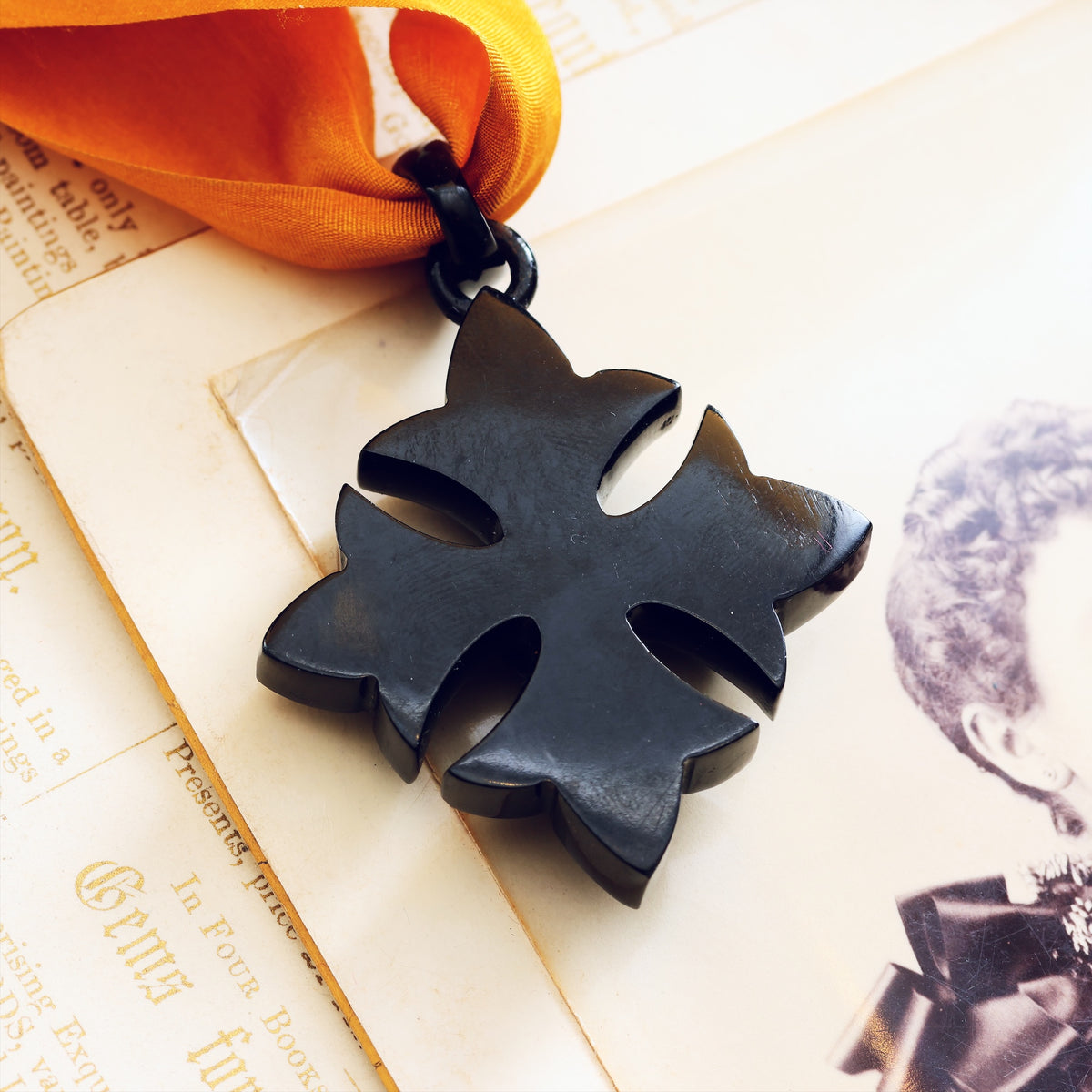 Victorian Gothic! Scarce Whitby Jet Maltese Cross Pendant