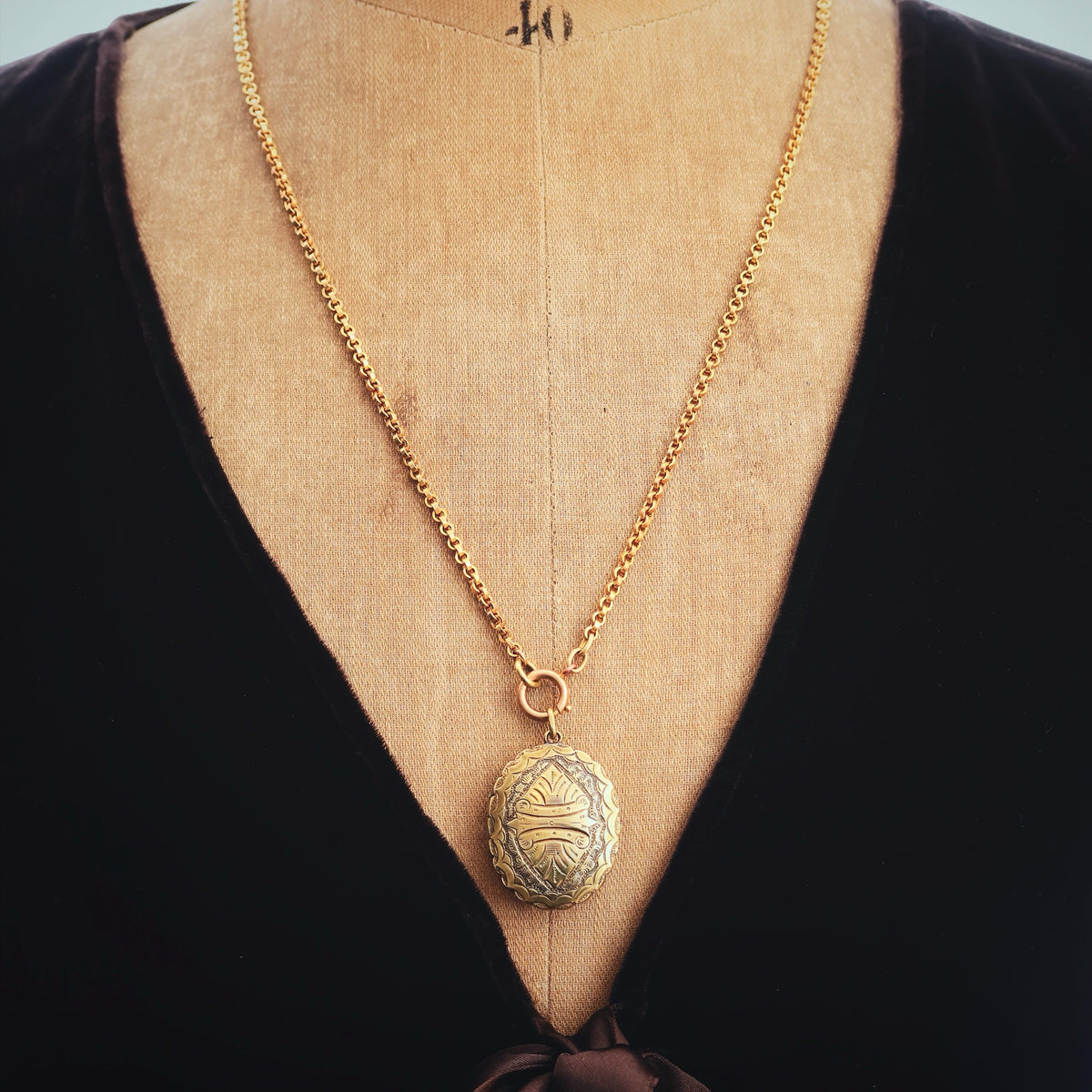 Impressive Antique Victorian Locket & Chain