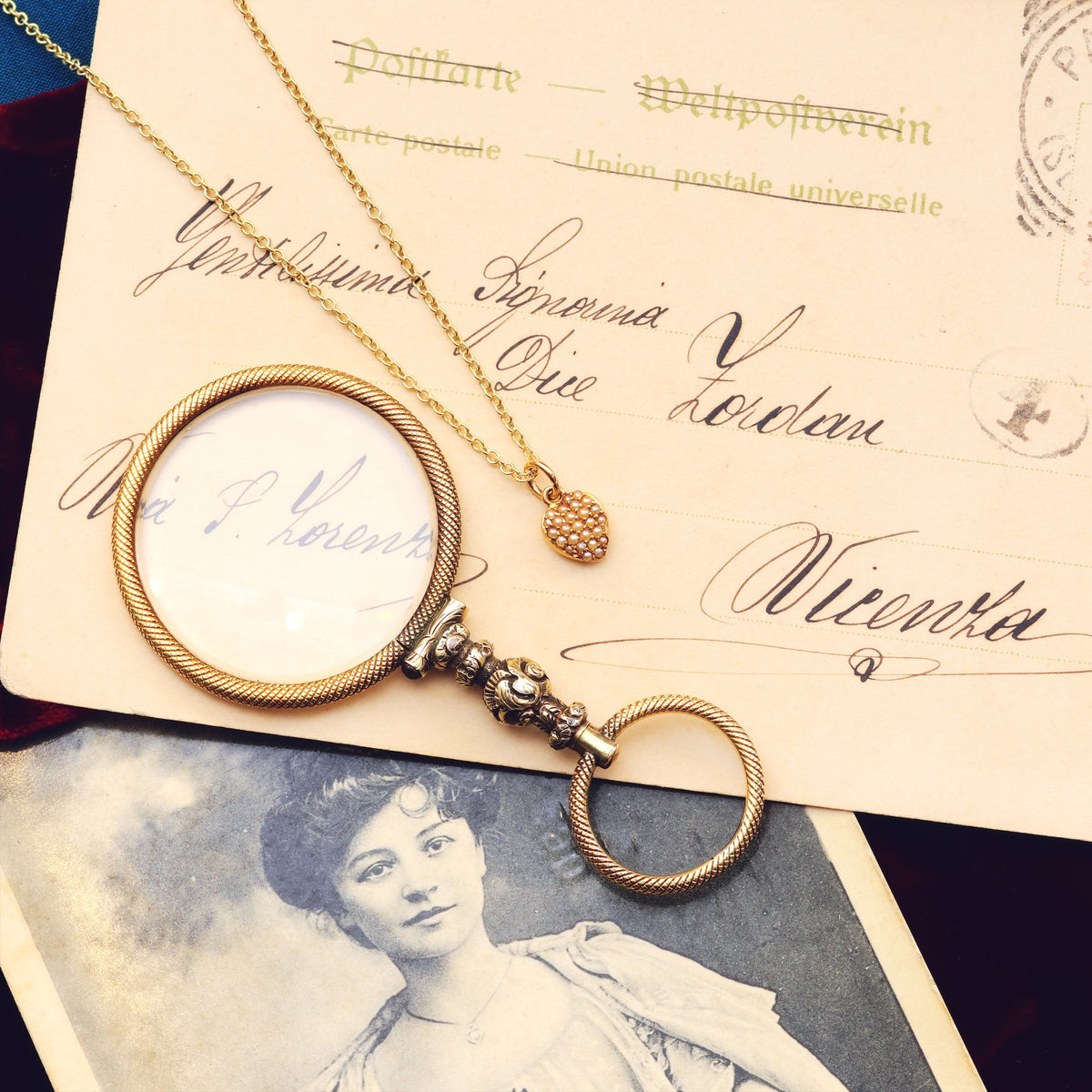 Antique Victorian Miniature Wild Pearl Heart Pendant