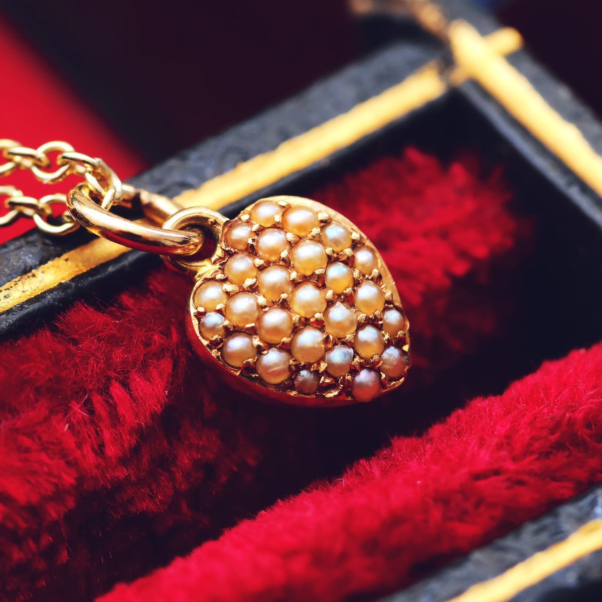 Antique Victorian Miniature Wild Pearl Heart Pendant