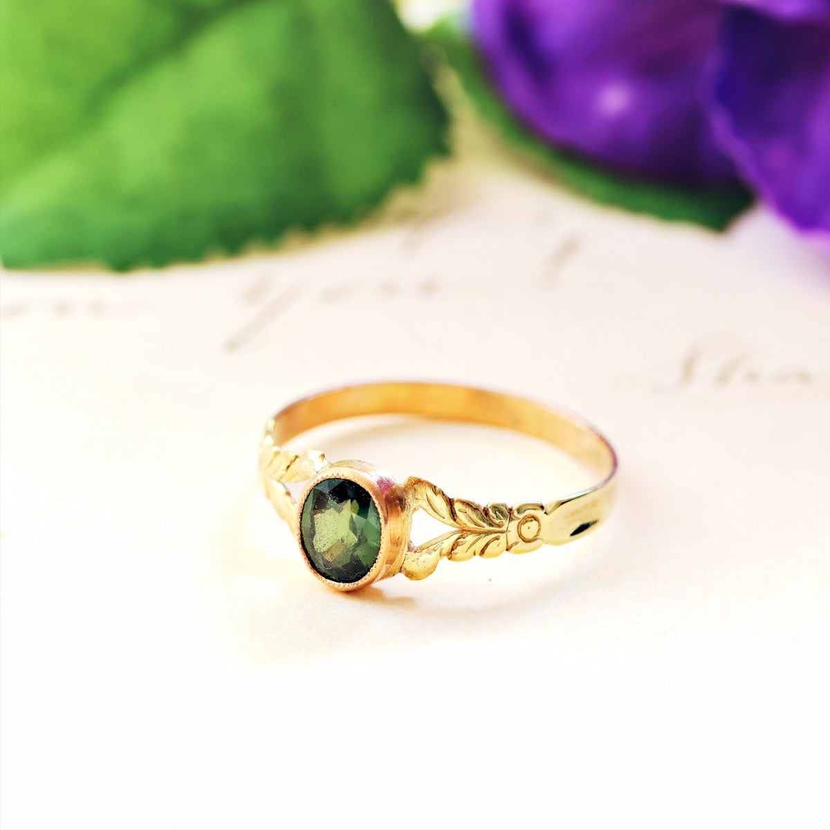 Antique Victorian Olive Green Sapphire Ring