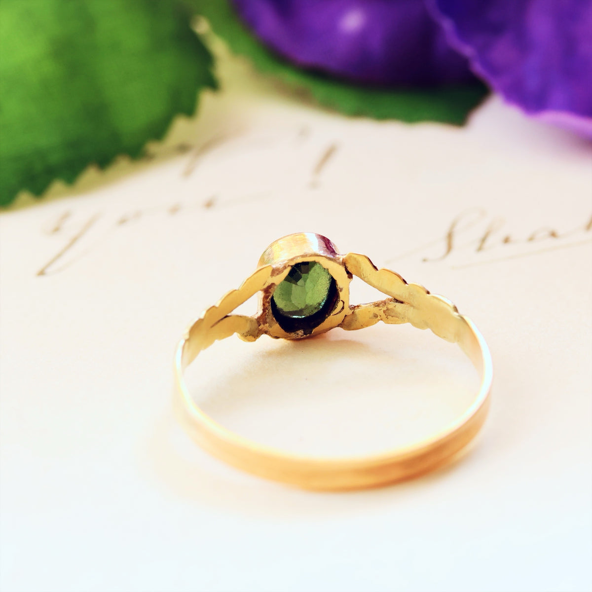 Antique Victorian Olive Green Sapphire Ring