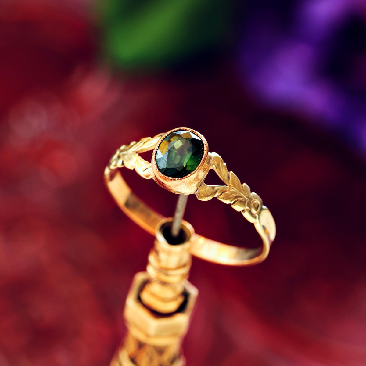 Antique Victorian Olive Green Sapphire Ring