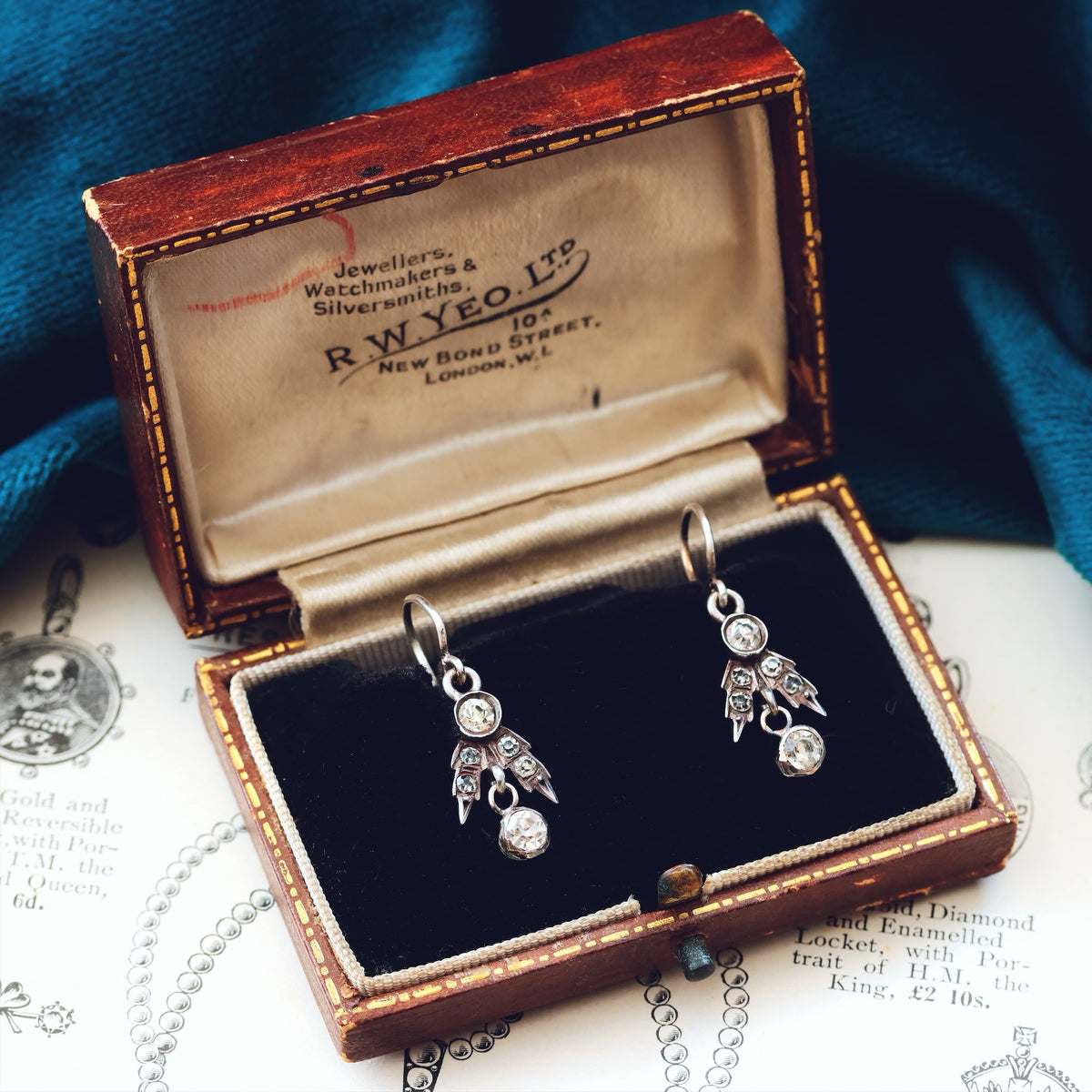 Victorian Paste & Silver Drop Earrings