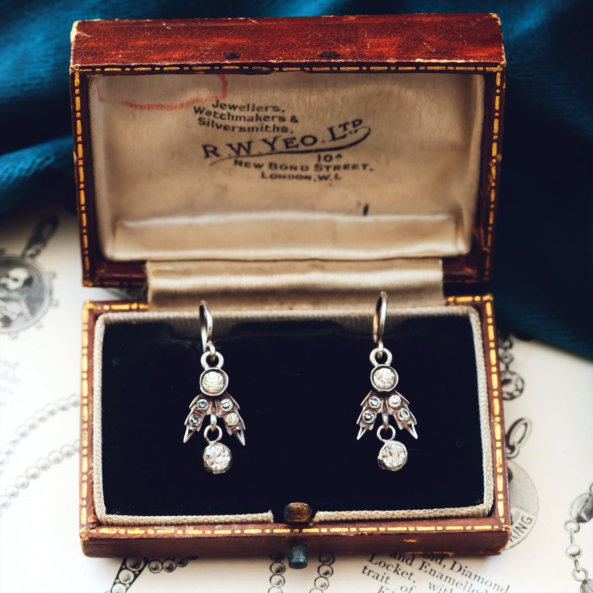 Victorian Paste & Silver Drop Earrings