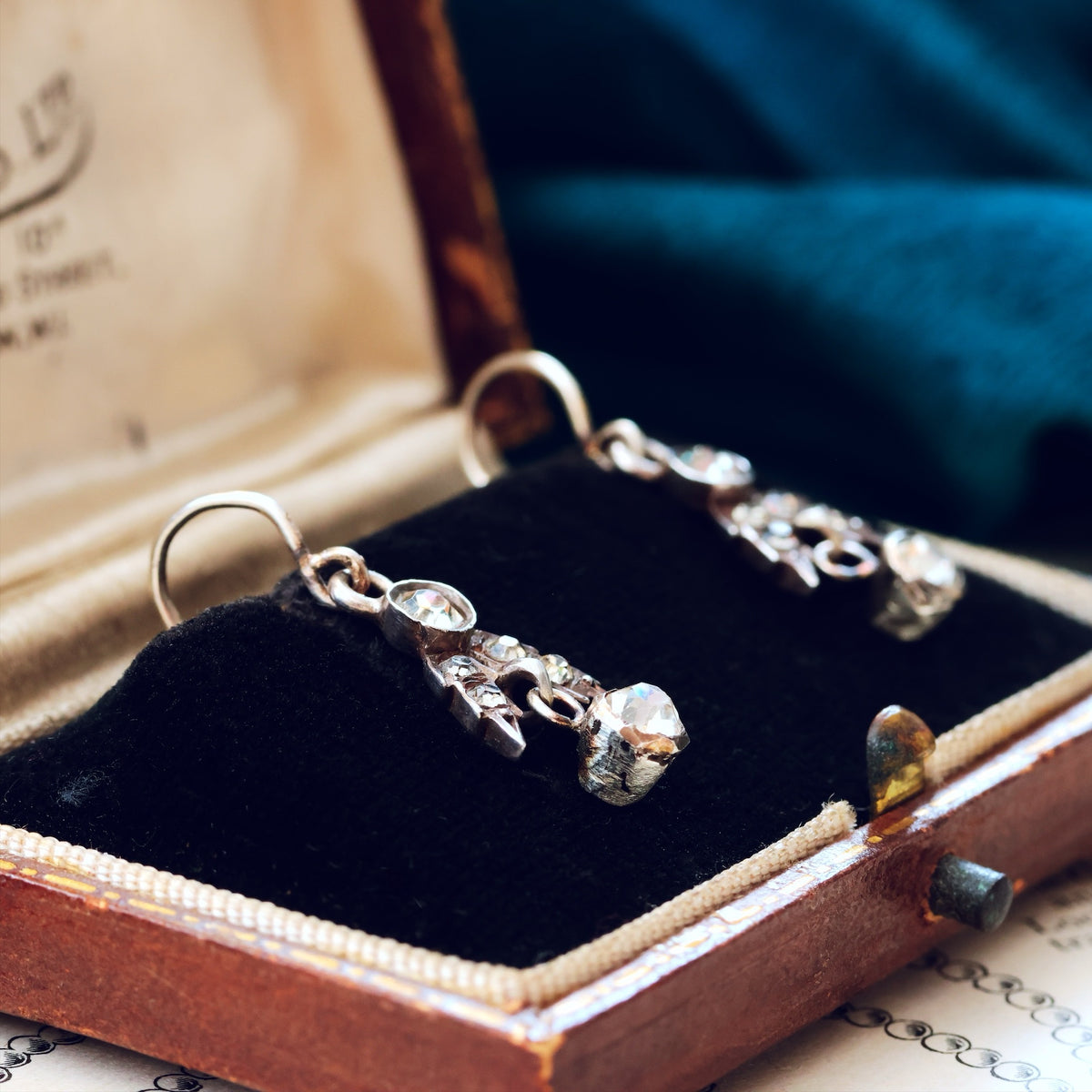 Victorian Paste & Silver Drop Earrings