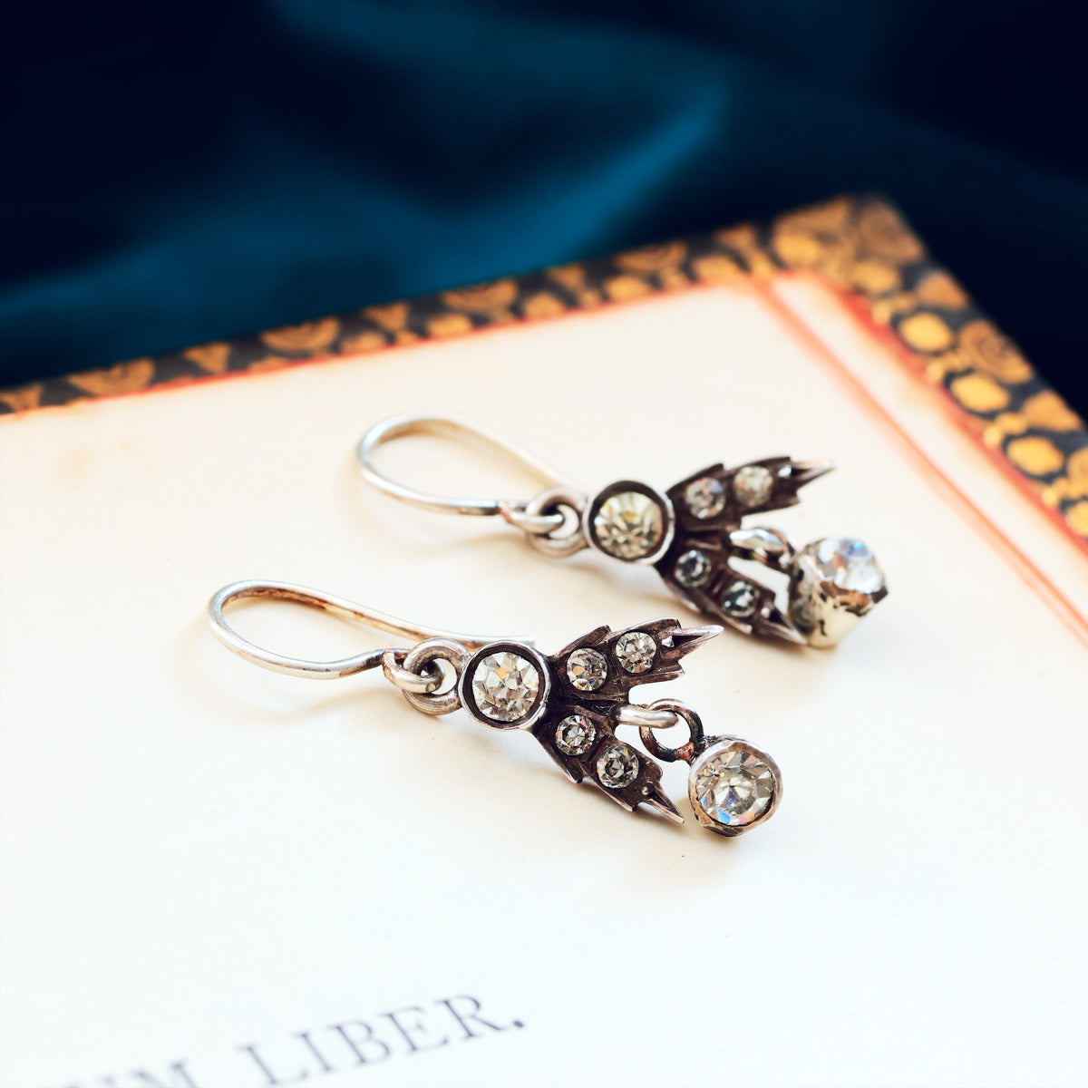 Victorian Paste & Silver Drop Earrings