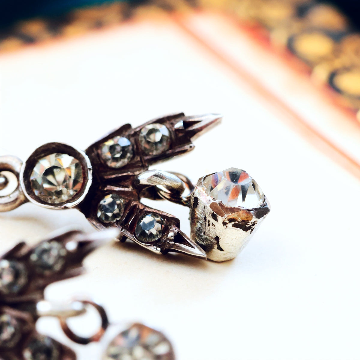 Victorian Paste & Silver Drop Earrings