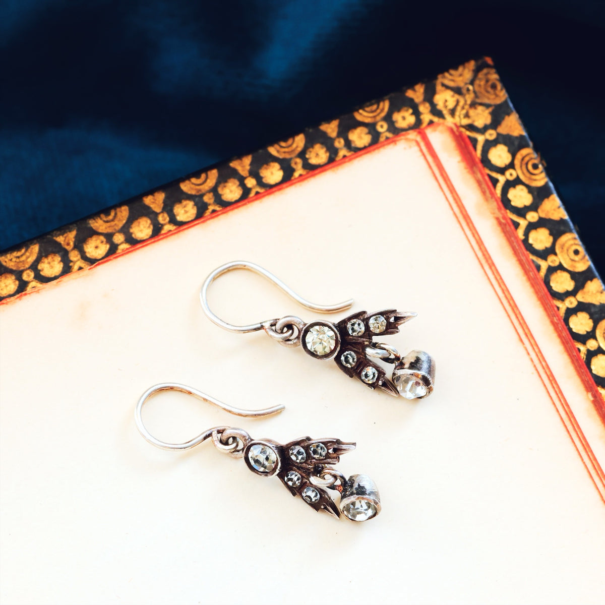 Victorian Paste & Silver Drop Earrings
