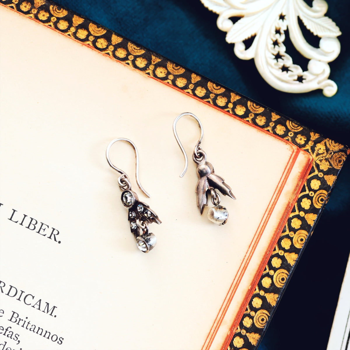 Victorian Paste & Silver Drop Earrings