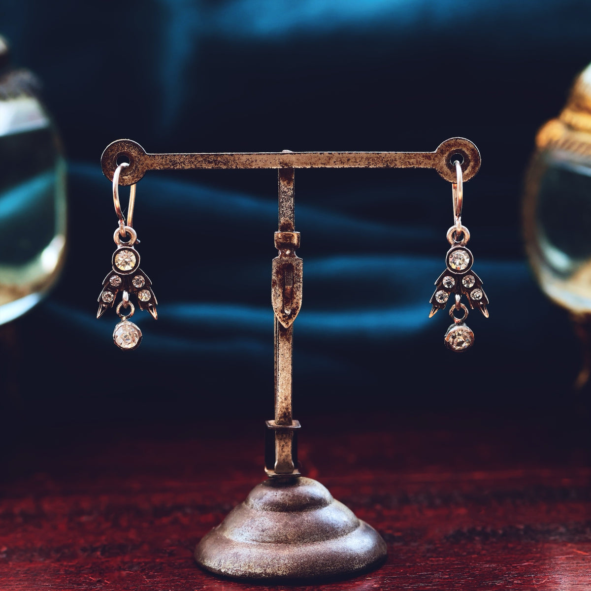 Victorian Paste & Silver Drop Earrings