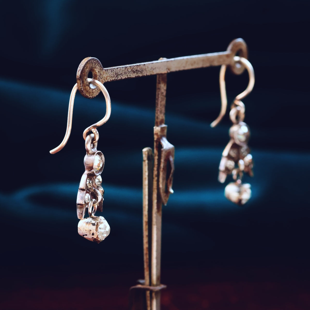 Victorian Paste & Silver Drop Earrings