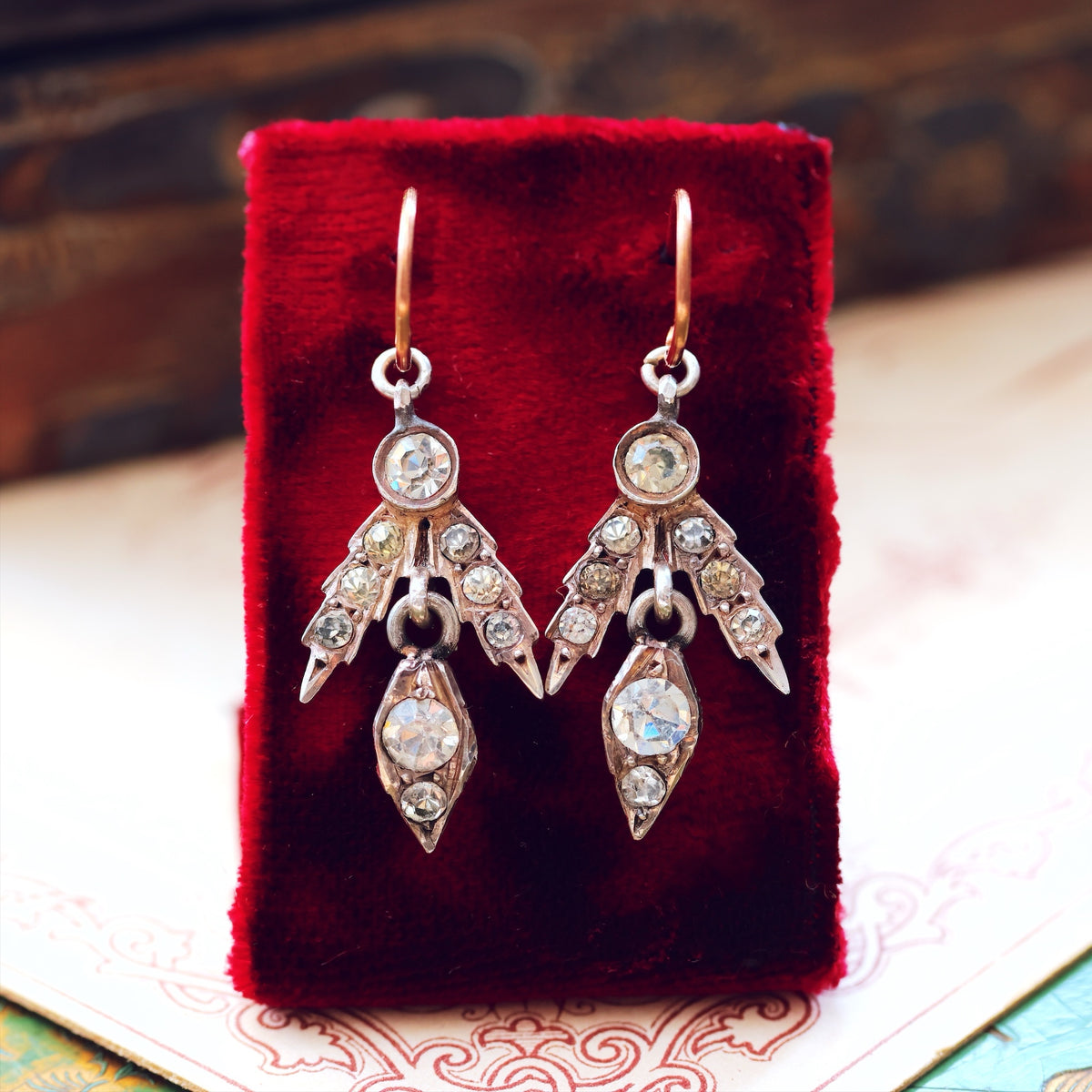 Victorian Paste & Silver Drop Earrings