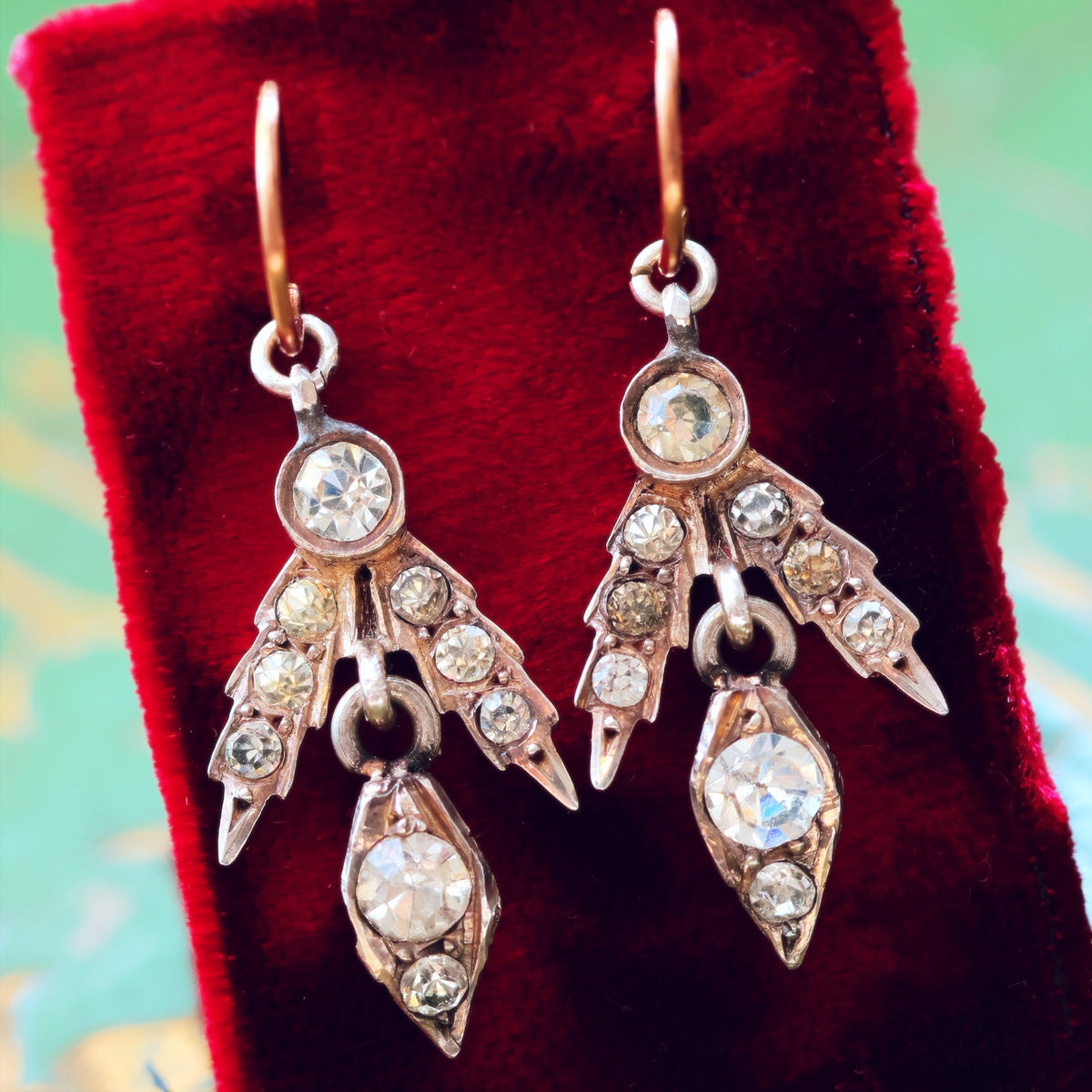 Victorian Paste & Silver Drop Earrings