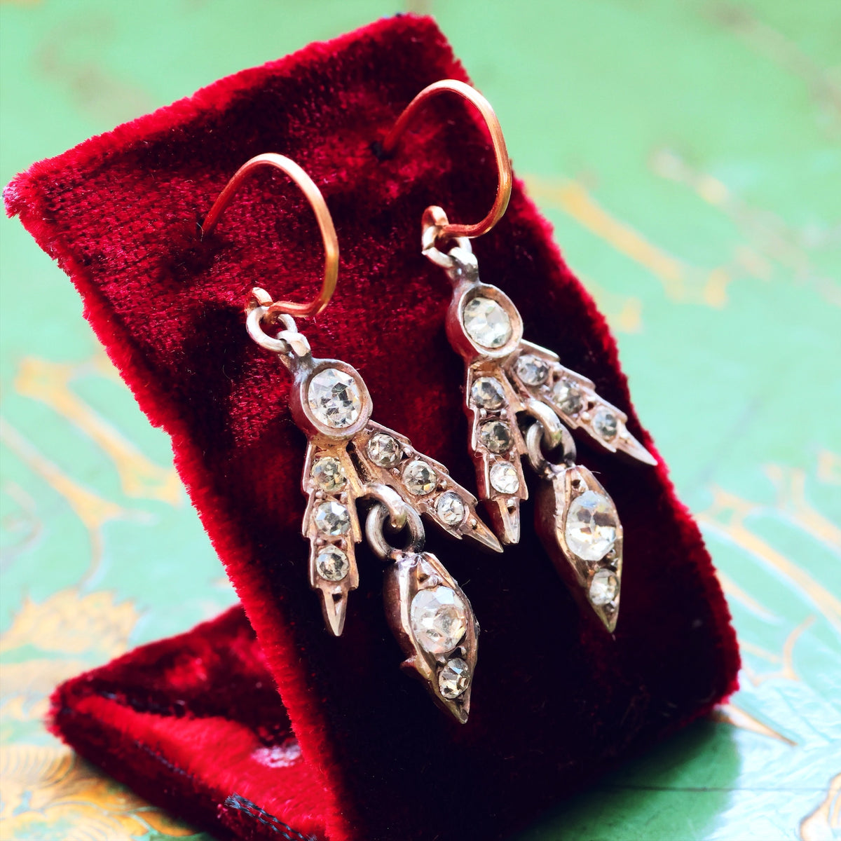 Victorian Paste & Silver Drop Earrings