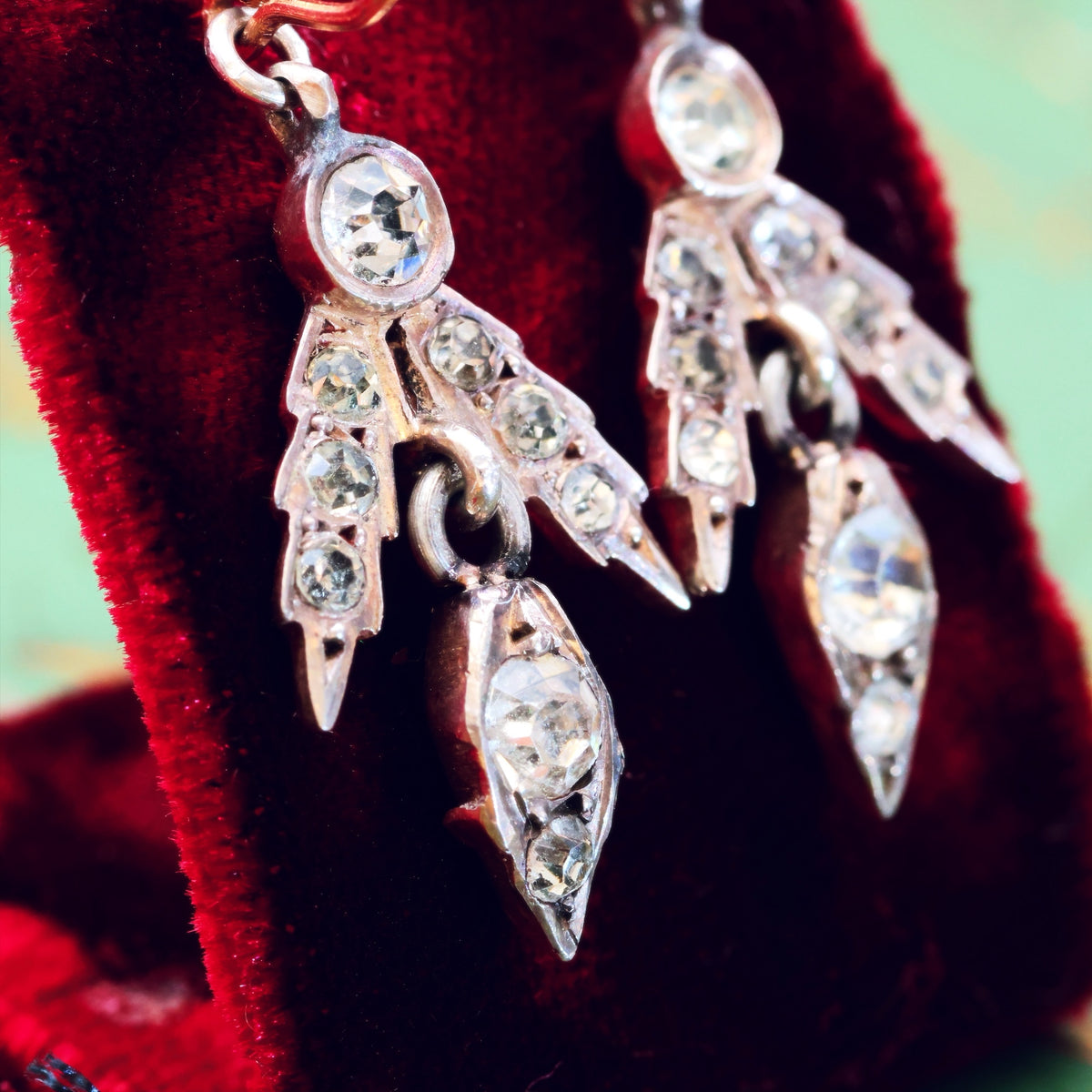 Victorian Paste & Silver Drop Earrings