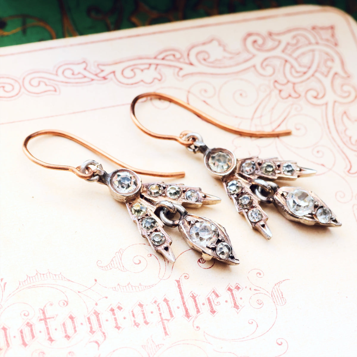 Victorian Paste & Silver Drop Earrings