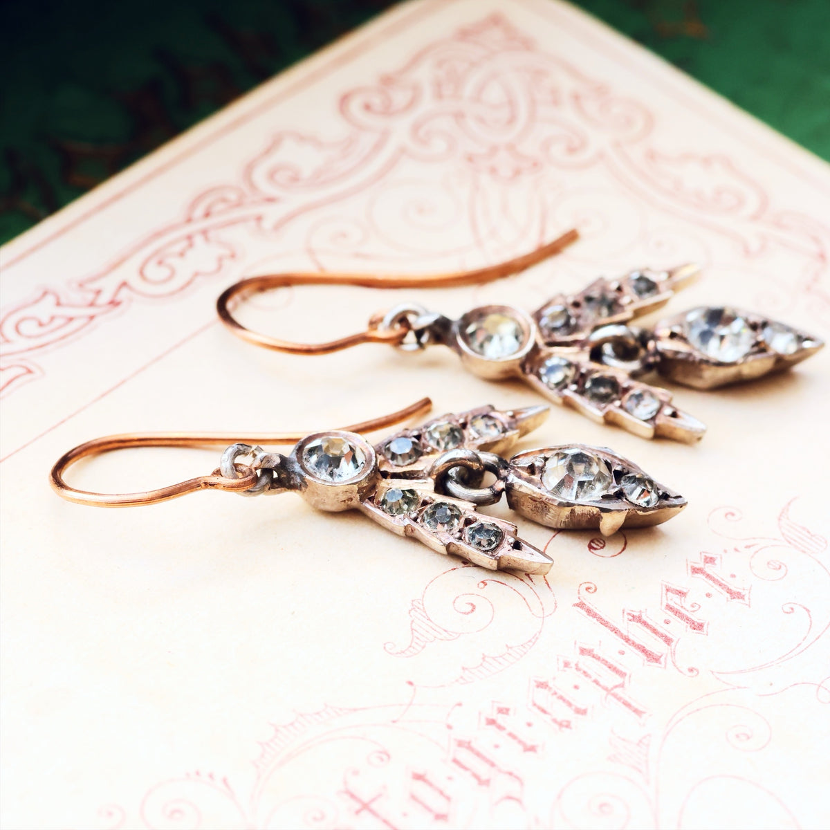 Victorian Paste & Silver Drop Earrings