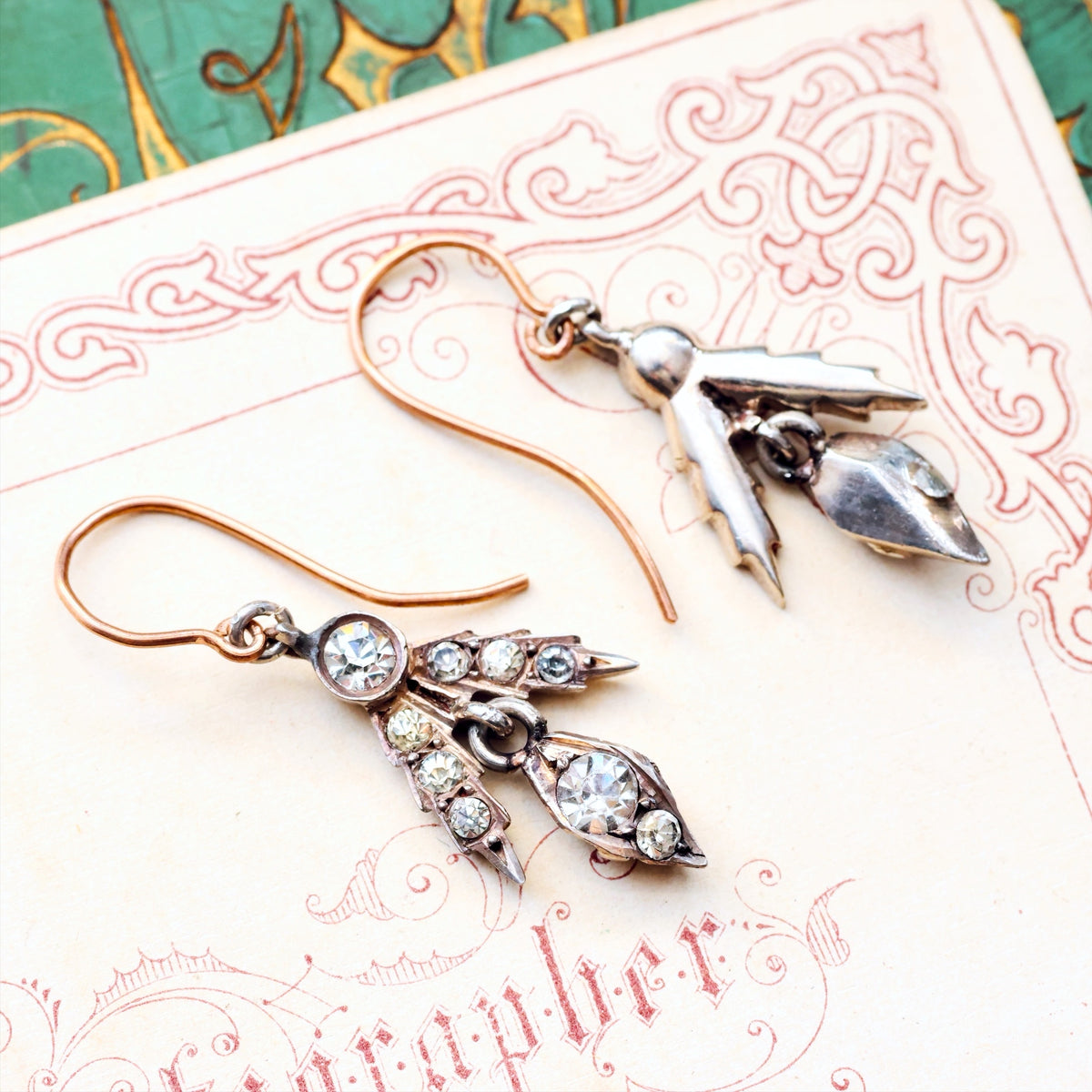 Victorian Paste & Silver Drop Earrings