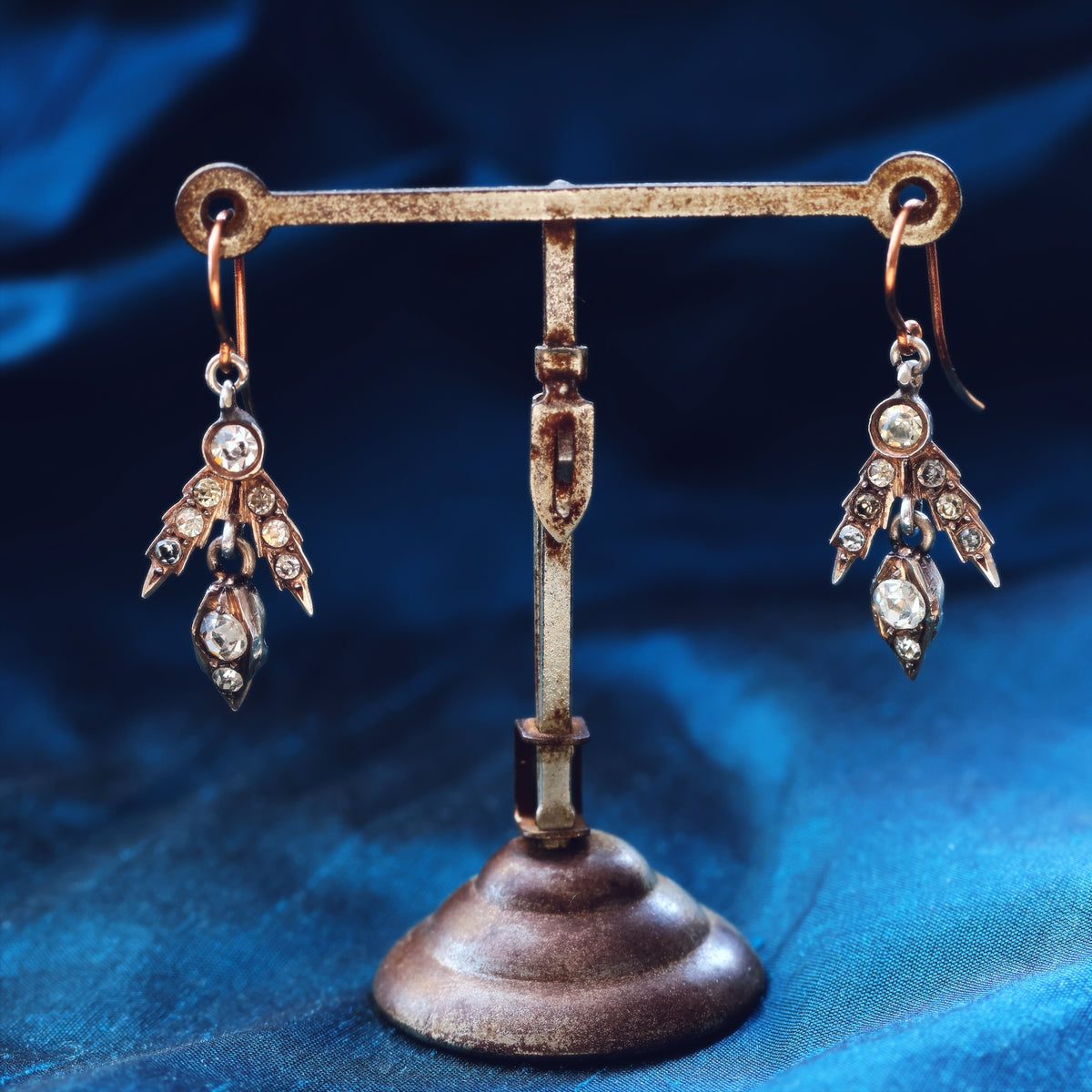 Victorian Paste & Silver Drop Earrings