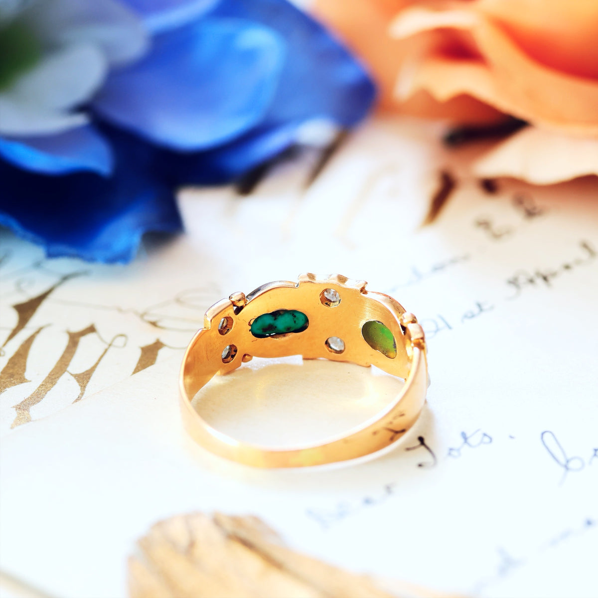 Fine Antique Victorian Persian Turquoise & Diamond Ring