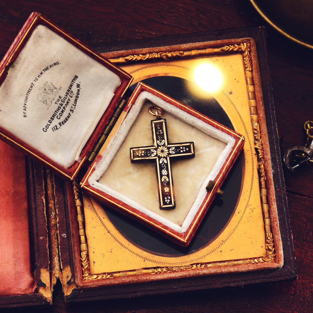 Antique Victorian Pique Tortoiseshell Cross
