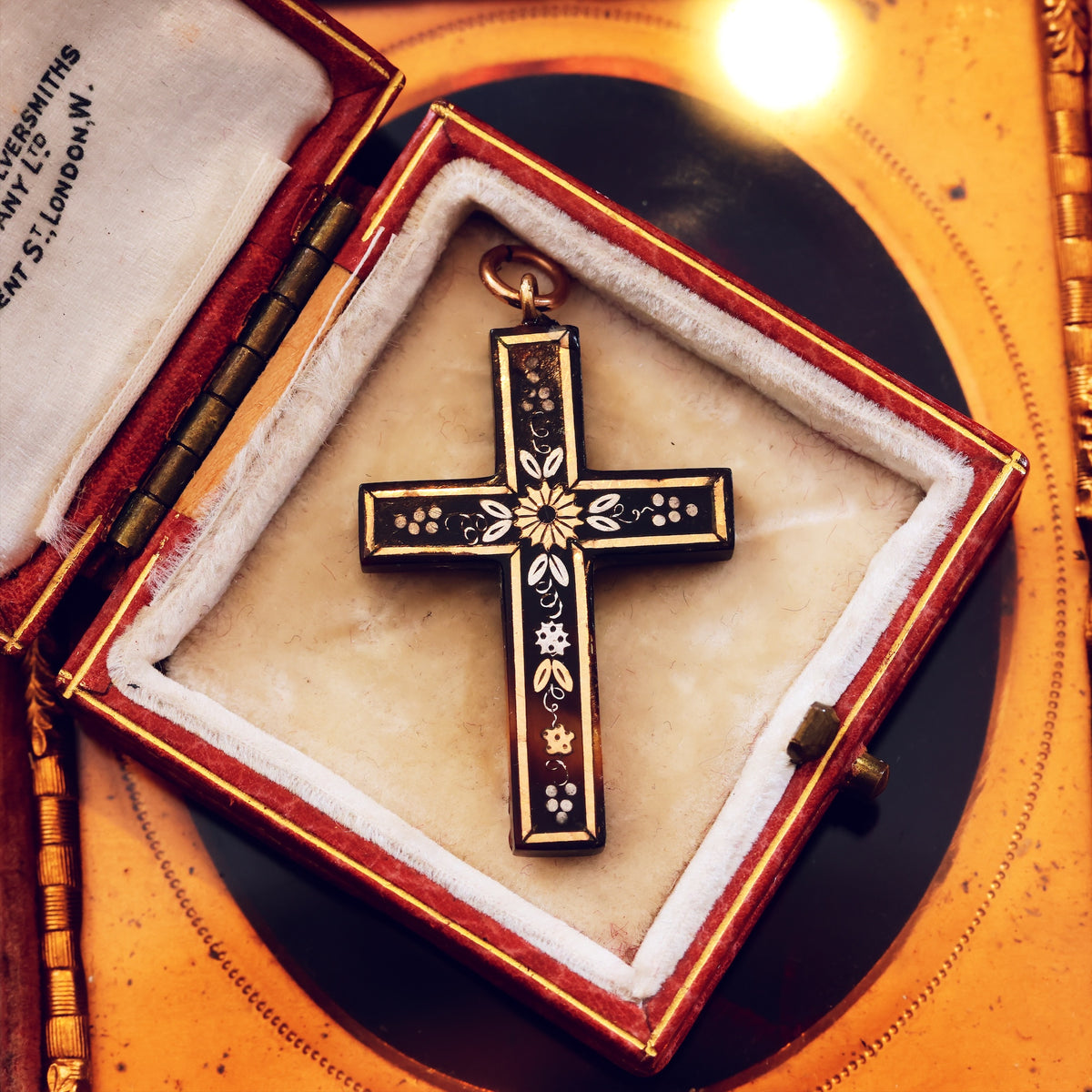 Antique Victorian Pique Tortoiseshell Cross