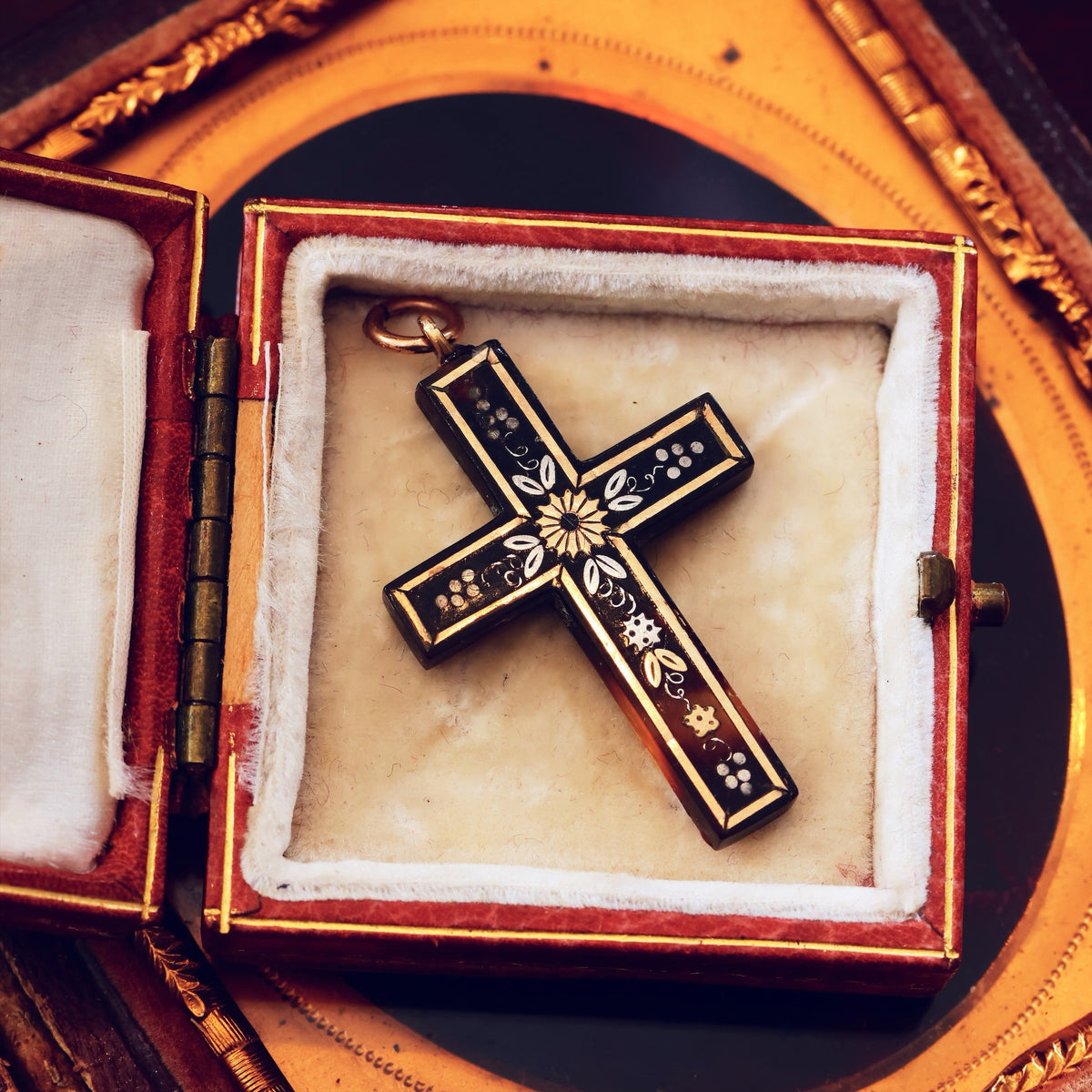 Antique Victorian Pique Tortoiseshell Cross