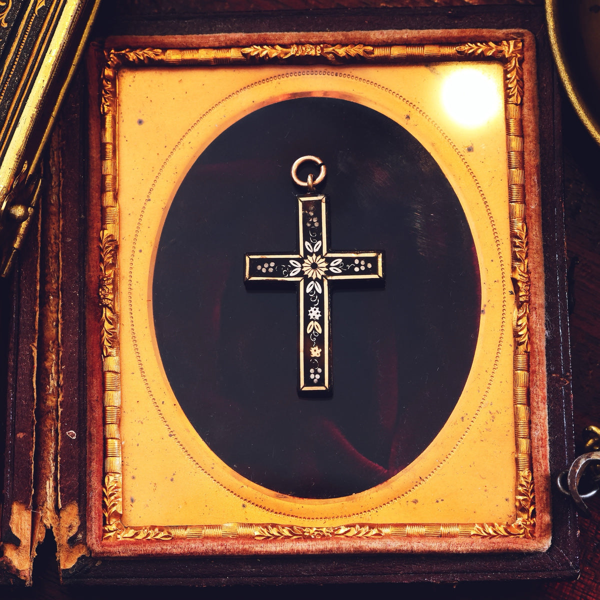 Antique Victorian Pique Tortoiseshell Cross