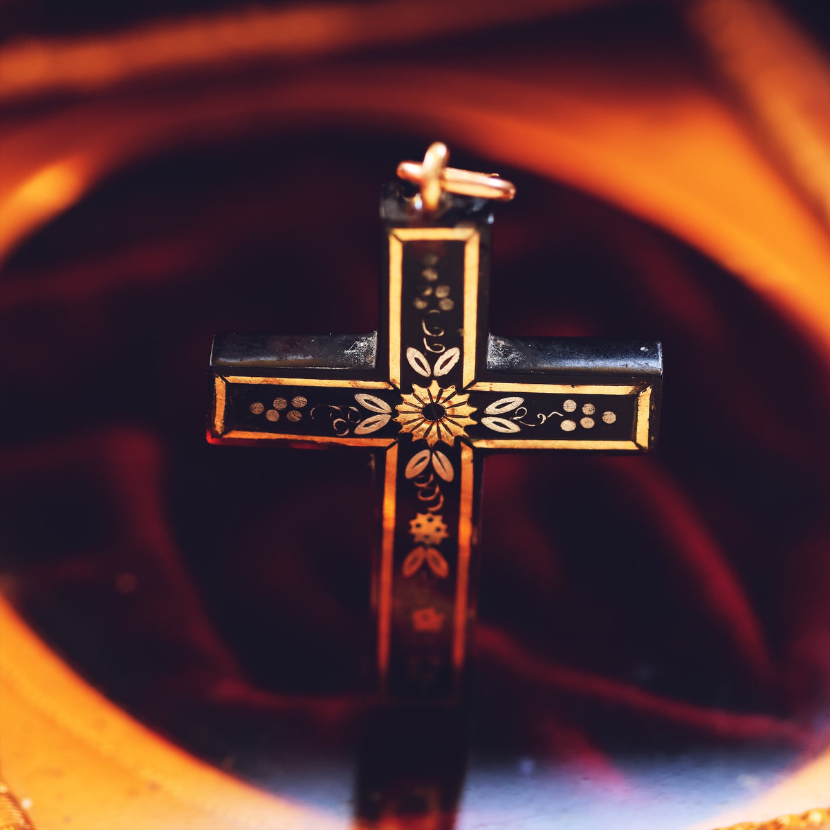 Antique Victorian Pique Tortoiseshell Cross