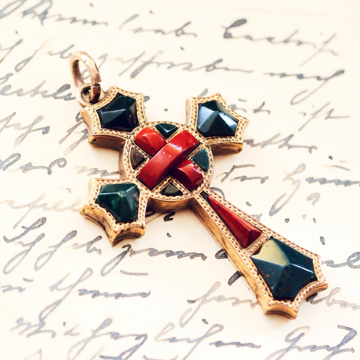 Early Victorian Scottish Agate Celtic Cross Pendant