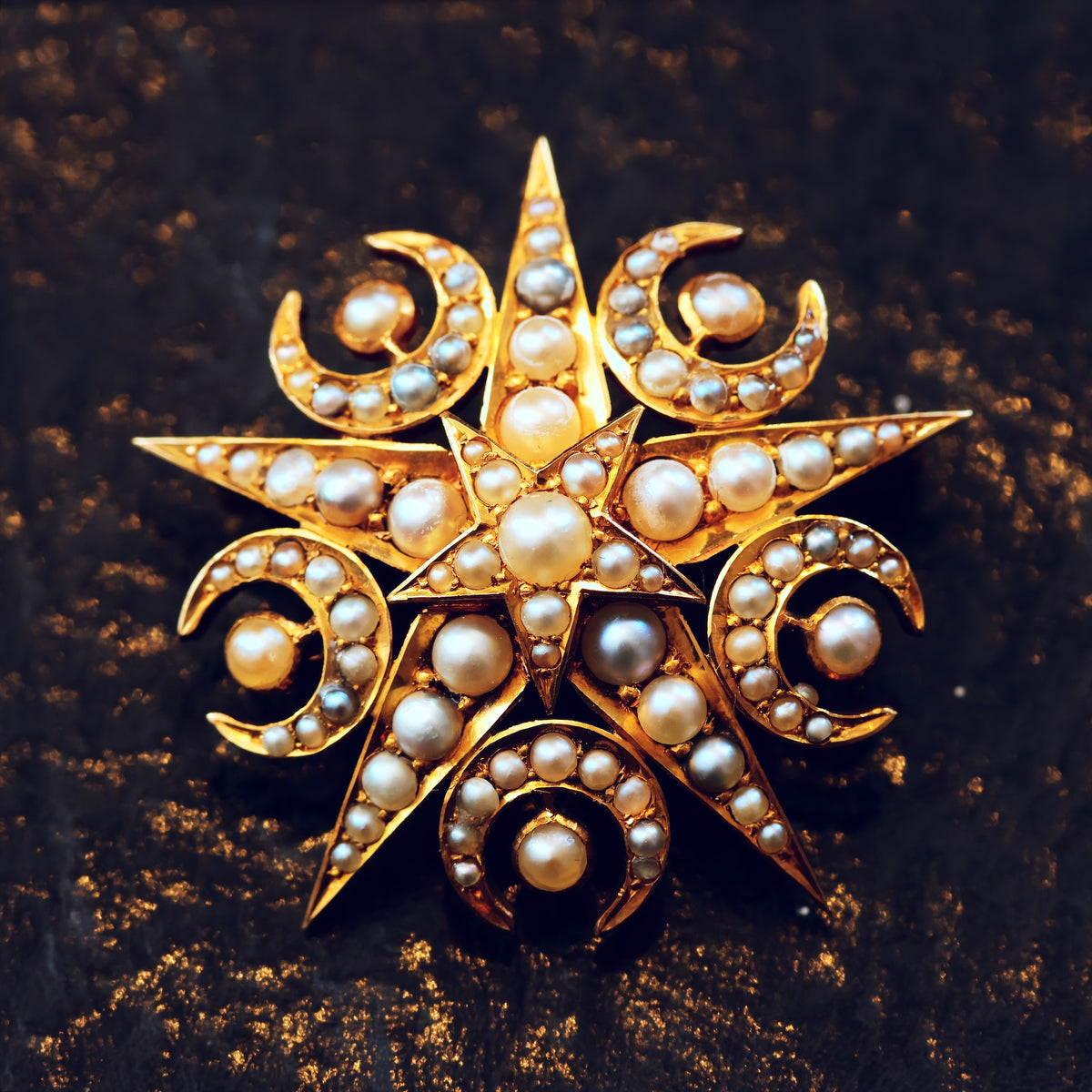 Victorian Seed Pearl Convertible Star Pendant/Brooch