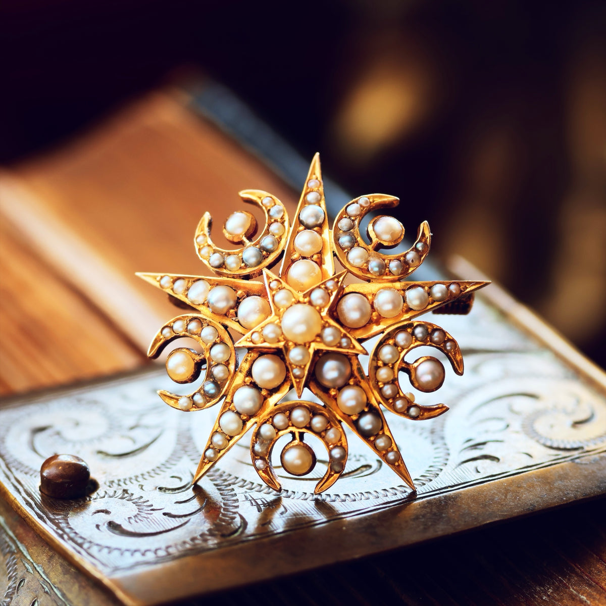 Victorian Seed Pearl Convertible Star Pendant/Brooch