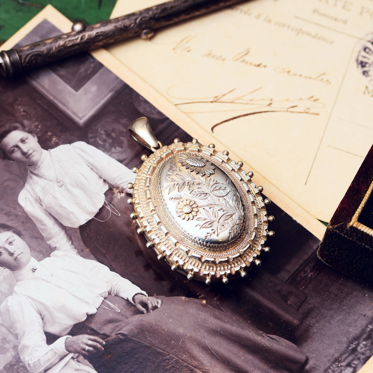 Victorian Silver Applique Aesthetic Revival Locket