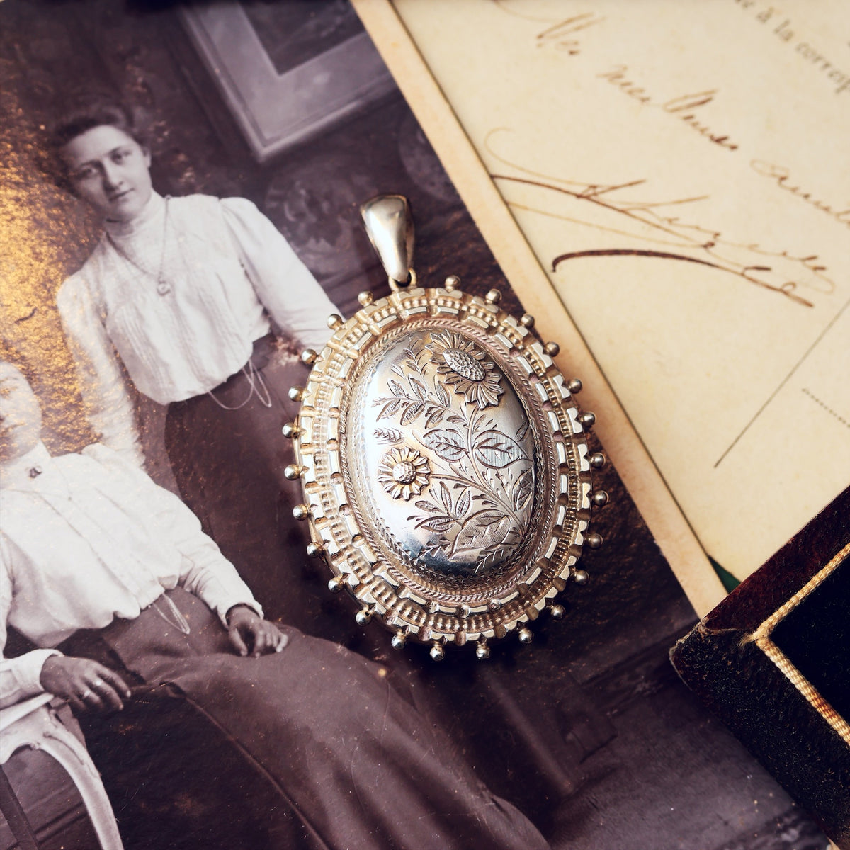 Victorian Silver Applique Aesthetic Revival Locket