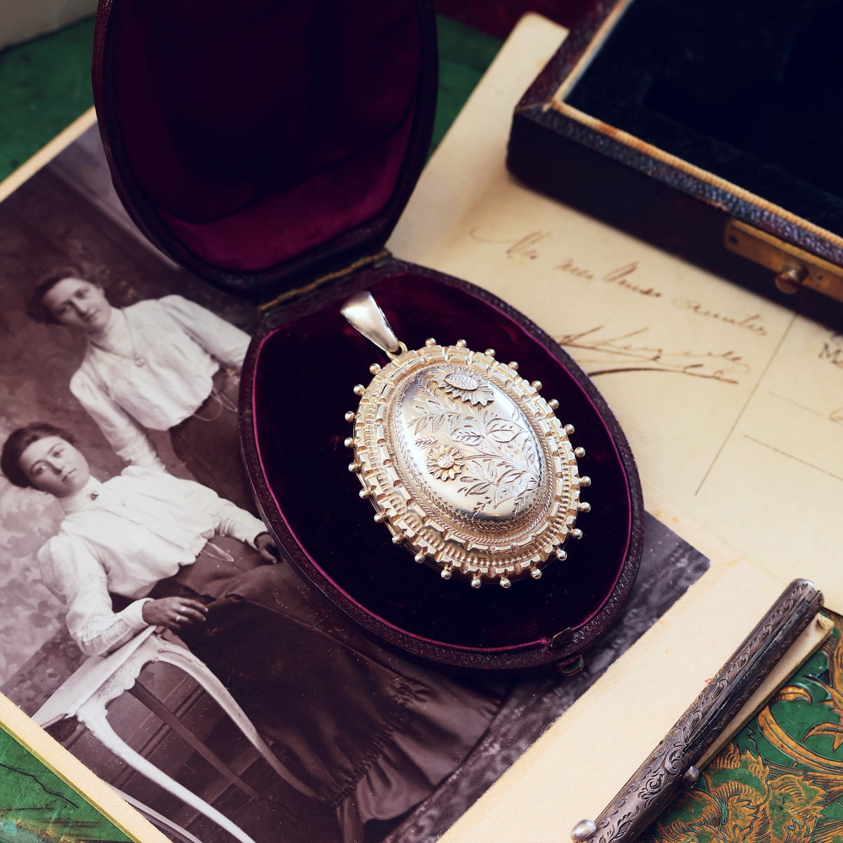 Victorian Silver Applique Aesthetic Revival Locket